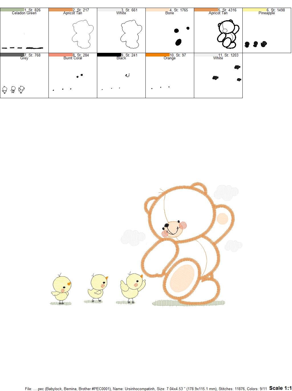 Teddy Bear embroidery designs - Baby girl embroidery design machine embroidery pattern - Bear with bird embroidery file - instant download - Marcia Embroidery