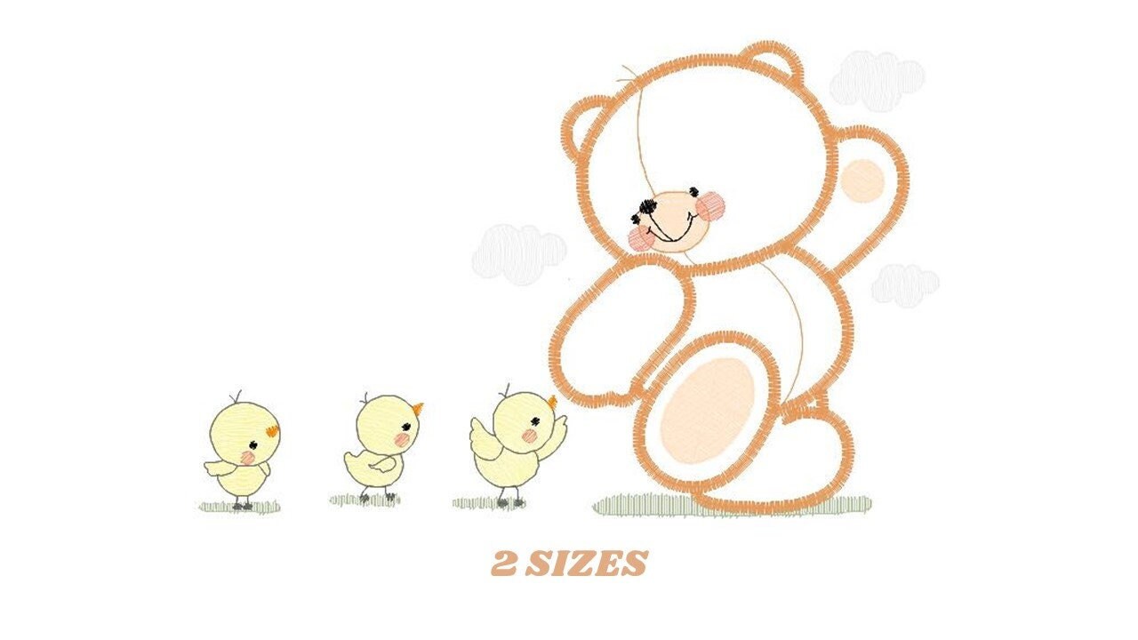 Teddy Bear embroidery designs - Baby girl embroidery design machine embroidery pattern - Bear with bird embroidery file - instant download - Marcia Embroidery