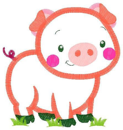 Pig embroidery design - Animal embroidery designs machine embroidery pattern - Baby boy embroidery file - pig applique file instant download
