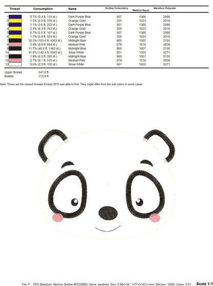 Panda embroidery design - Animal embroidery designs machine embroidery pattern - Baby boy embroidery file - Face Panda applique design