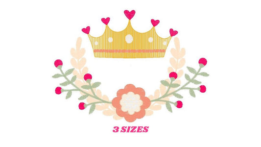 Crown embroidery designs - Laurel Wreath with Crown embroidery design machine embroidery pattern - newborn embroidery file crown design pes - Marcia Embroidery