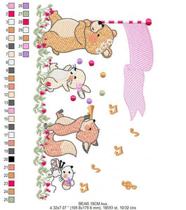 Animals embroidery designs - Bear embroidery design machine embroidery pattern - rabbit embroidery file - Fox embroidery rippled design