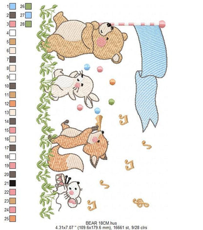Animals embroidery designs - Bear embroidery design machine embroidery pattern - rabbit embroidery file - Fox embroidery rippled design