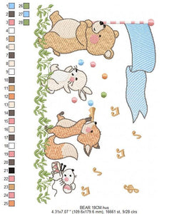 Animals embroidery designs - Bear embroidery design machine embroidery pattern - rabbit embroidery file - Fox embroidery rippled design