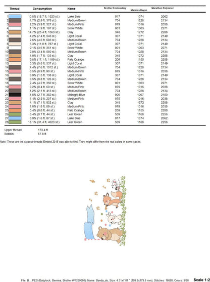 Animals embroidery designs - Bear embroidery design machine embroidery pattern - rabbit embroidery file - Fox embroidery rippled design