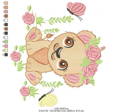 Lioness embroidery designs - Safari embroidery design machine embroidery pattern - Baby girl embroidery file - Lion embroidery download pes