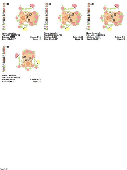 Lioness embroidery designs - Safari embroidery design machine embroidery pattern - Baby girl embroidery file - Lion embroidery download pes