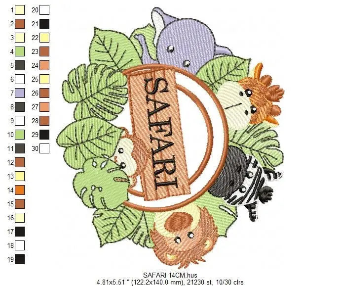 Safari embroidery designs - Animals embroidery design machine embroidery pattern - Zebra embroidery file - monkey elephant giraffe lion pes Marcia Embroidery