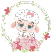 Laden Sie das Bild in den Galerie-Viewer, Sheep embroidery design - Lamb embroidery designs machine embroidery pattern - baby girl embroidery file - Laurel roses instant download
