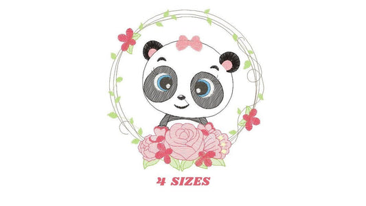 Panda embroidery design - Animal embroidery designs machine embroidery pattern - Baby boy embroidery file - Panda with roses download pes Marcia Embroidery
