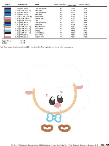 Sheep embroidery design - Lamb embroidery designs machine embroidery pattern - Baby boy embroidery file - newborn sheep applique embroidery - Marcia Embroidery