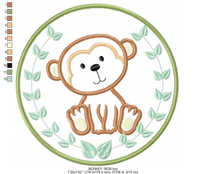 Monkey embroidery designs - Safari embroidery design machine embroider ...