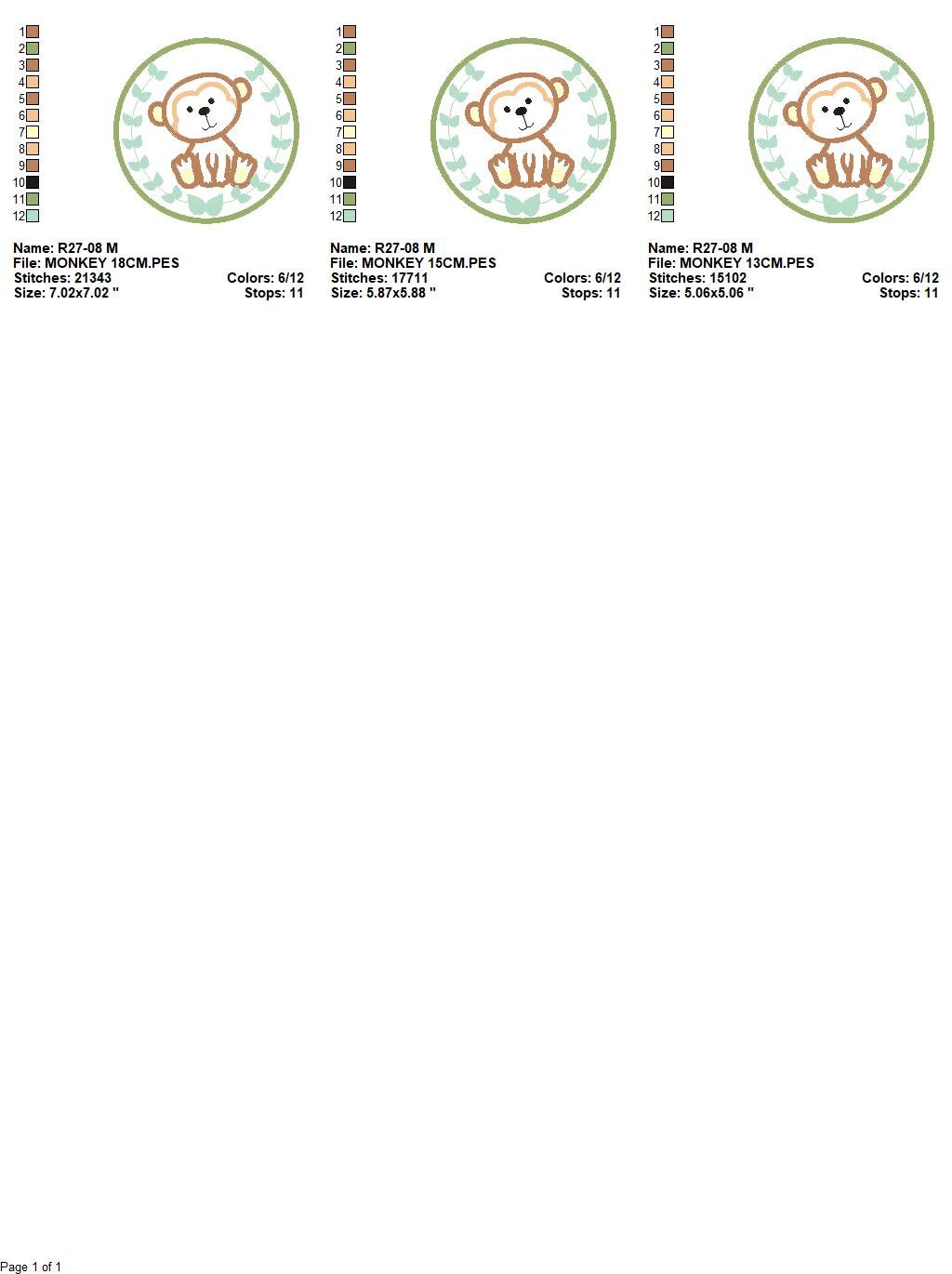 Monkey embroidery designs - Safari embroidery design machine embroidery pattern - Animal embroidery file - Tag Monkey applique frame pes jef