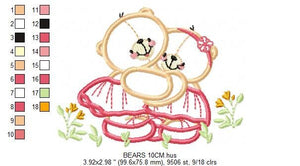 Bear embroidery designs - Mama bear embroidery design machine embroidery pattern - Baby Girl embroidery file - instant digital download