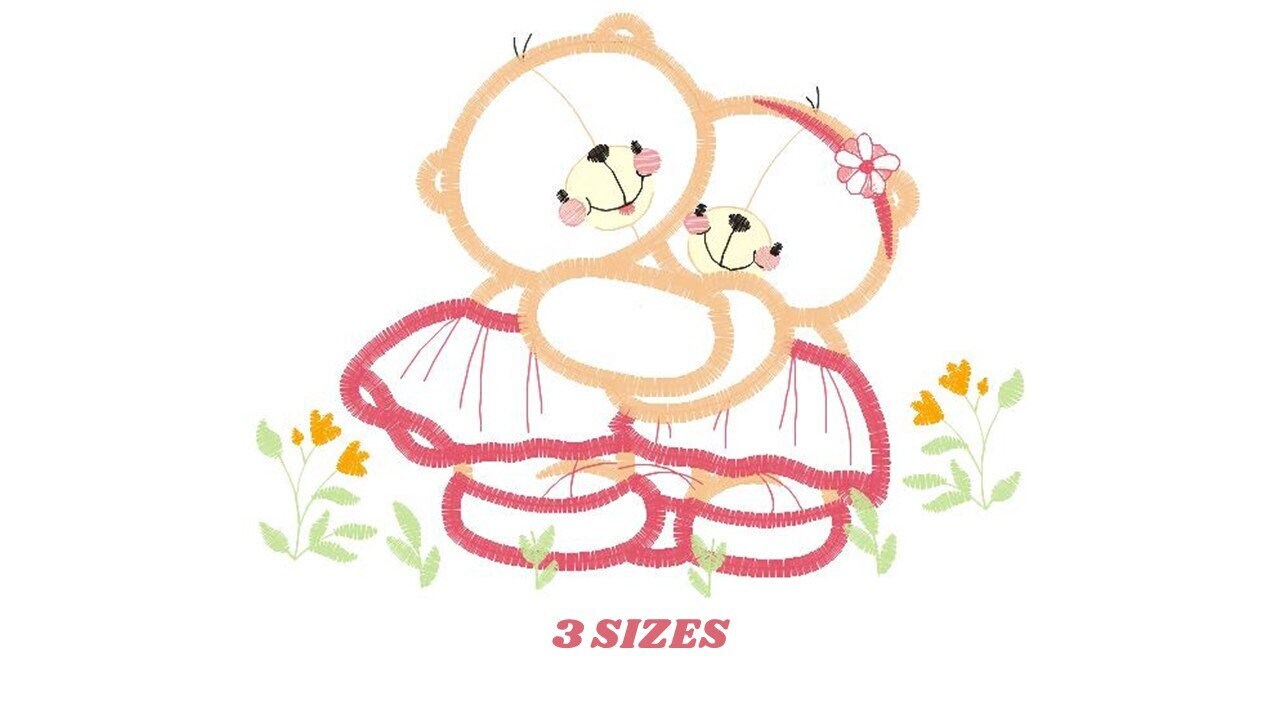 Bear embroidery designs - Mama bear embroidery design machine embroidery pattern - Baby Girl embroidery file - instant digital download Marcia Embroidery