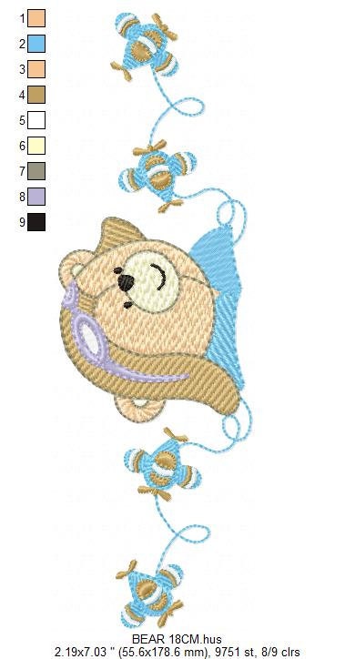 Bear embroidery designs - Airplane embroidery design machine embroidery pattern - Teddy bear embroidery file - Bear Pilot embroidery digital