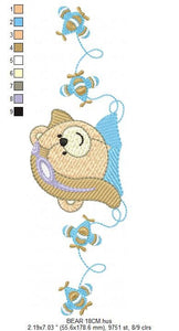 Bear embroidery designs - Airplane embroidery design machine embroidery pattern - Teddy bear embroidery file - Bear Pilot embroidery digital