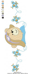 Bear embroidery designs - Airplane embroidery design machine embroidery pattern - Teddy bear embroidery file - Bear Pilot embroidery digital