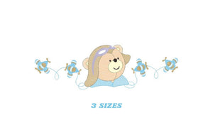 Bear embroidery designs - Airplane embroidery design machine embroidery pattern - Teddy bear embroidery file - Bear Pilot embroidery digital