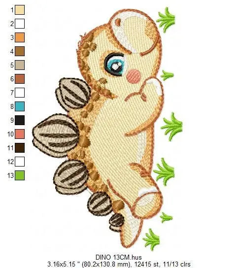 Dinosaur embroidery designs - Dino embroidery design machine embroidery pattern - instant download - stegosaurus embroidery file baby girl Marcia Embroidery