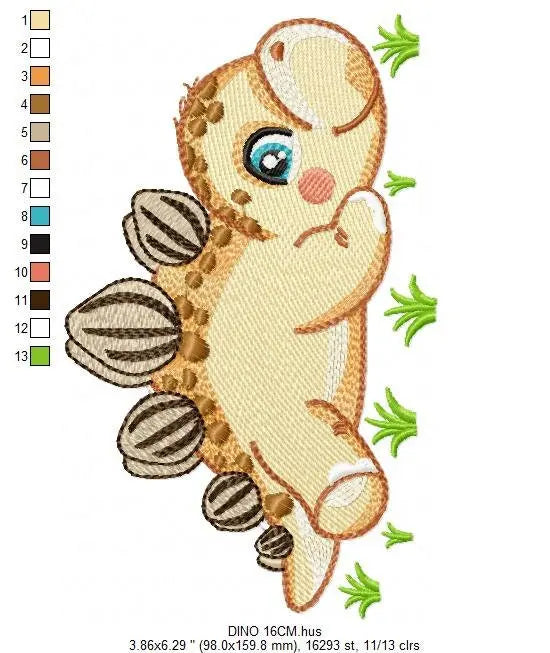 Dinosaur embroidery designs - Dino embroidery design machine embroidery pattern - instant download - stegosaurus embroidery file baby girl Marcia Embroidery