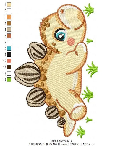 Dinosaur embroidery designs - Dino embroidery design machine embroidery pattern - instant download - stegosaurus embroidery file baby girl Marcia Embroidery