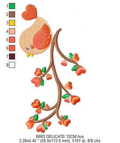 Bird embroidery designs - Baby girl embroidery design machine embroidery pattern - instant download - Bird on the branch embroidery file Marcia Embroidery