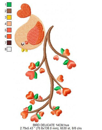 Bird embroidery designs - Baby girl embroidery design machine embroidery pattern - instant download - Bird on the branch embroidery file Marcia Embroidery