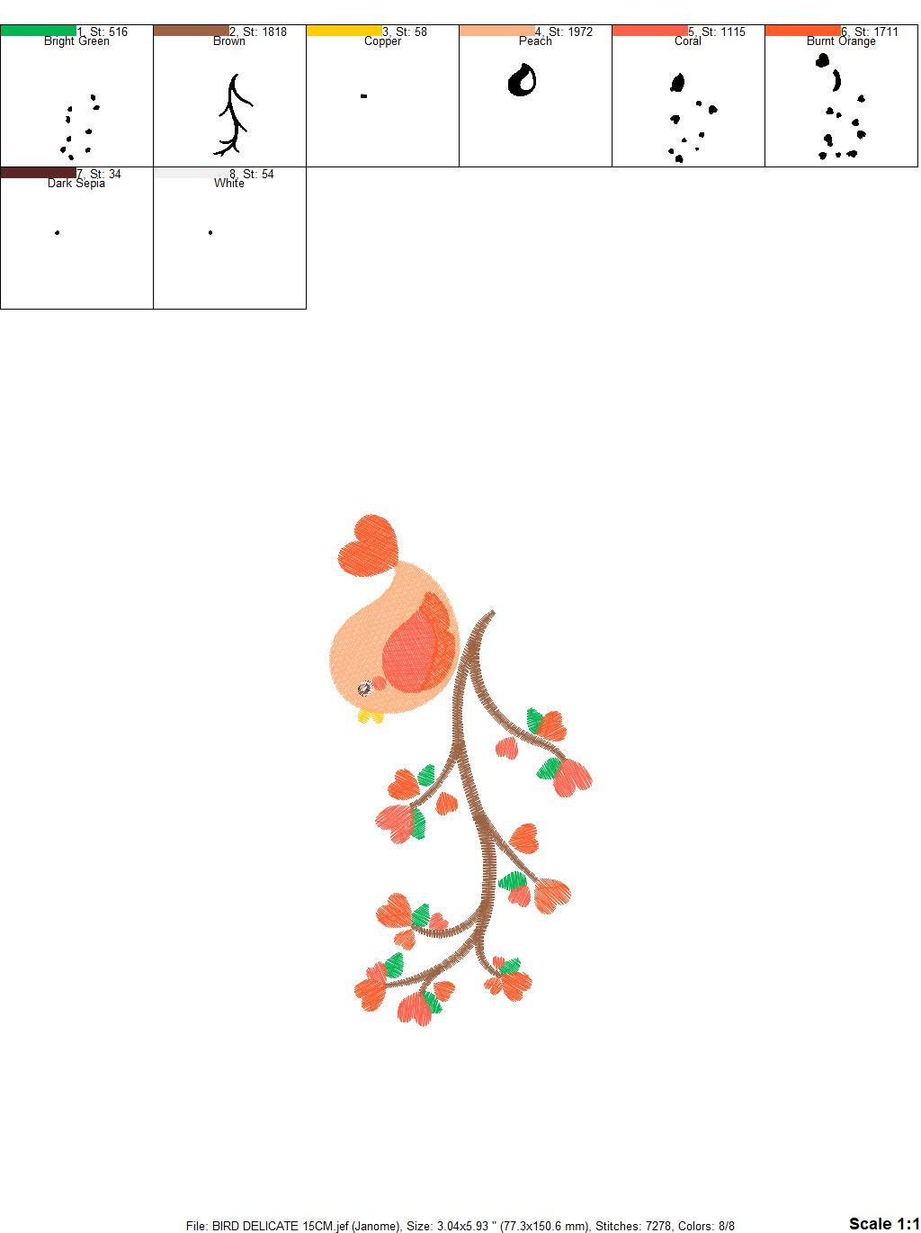 Bird embroidery designs - Baby girl embroidery design machine embroidery pattern - instant download - Bird on the branch embroidery file Marcia Embroidery