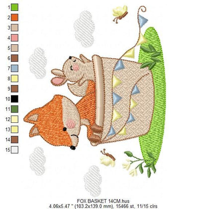 Fox embroidery designs - Red Fox embroidery design machine embroidery pattern - Animal embroidery file - Rabbit Bunny baby pes jef vp3 hus