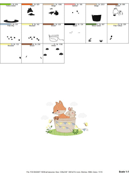 Fox embroidery designs - Red Fox embroidery design machine embroidery pattern - Animal embroidery file - Rabbit Bunny baby pes jef vp3 hus