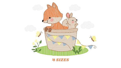 Fox embroidery designs - Red Fox embroidery design machine embroidery pattern - Animal embroidery file - Rabbit Bunny baby pes jef vp3 hus