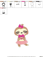 Cargar imagen en el visor de la galería, Sloth embroidery designs - Ballerina embroidery design machine embroidery pattern - Baby girl embroidery file - instant digital download
