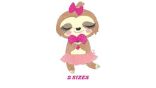 Load image into Gallery viewer, Sloth embroidery designs - Ballerina embroidery design machine embroidery pattern - Baby girl embroidery file - instant digital download
