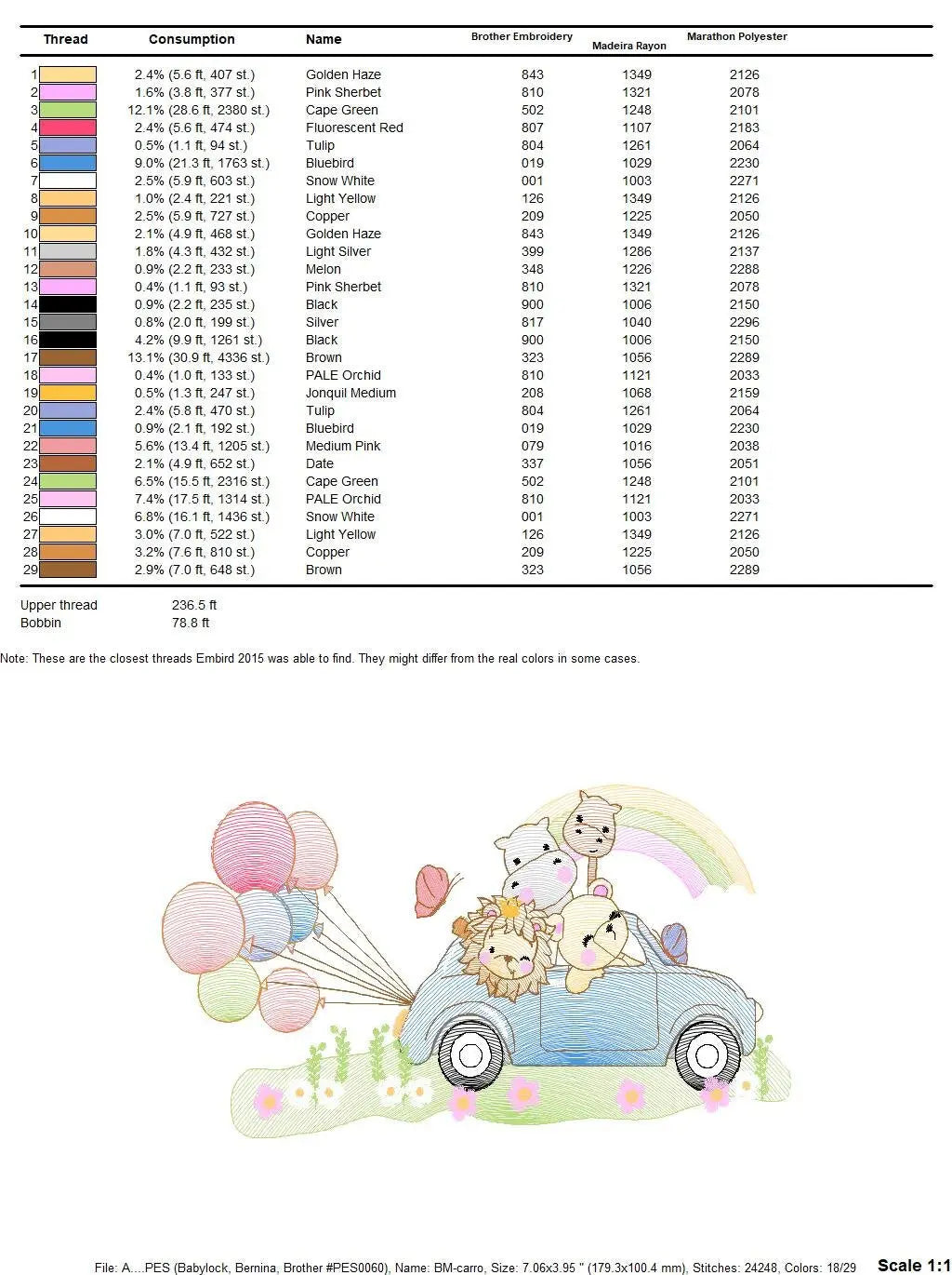 Safari animals in a car embroidery designs - Wild Animals with rainbow and balloons machine embroidery pattern - Lion elephant giraffe hippo Marcia Embroidery