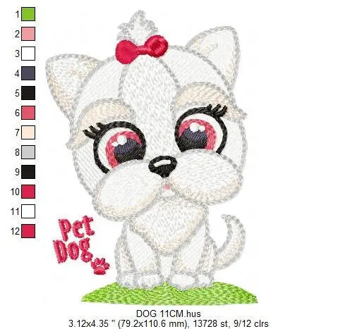 Dog embroidery designs - Lhasa embroidery design machine embroidery pattern - Maltese embroidery file - Shih tzu embroidery download pes jef Marcia Embroidery