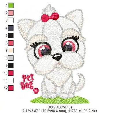 Dog embroidery designs - Lhasa embroidery design machine embroidery pattern - Maltese embroidery file - Shih tzu embroidery download pes jef Marcia Embroidery