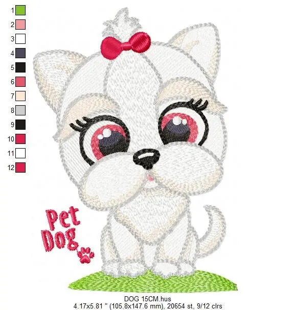 Dog embroidery designs - Lhasa embroidery design machine embroidery pattern - Maltese embroidery file - Shih tzu embroidery download pes jef Marcia Embroidery