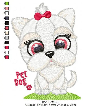 Dog embroidery designs - Lhasa embroidery design machine embroidery pattern - Maltese embroidery file - Shih tzu embroidery download pes jef Marcia Embroidery