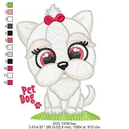 Dog embroidery designs - Lhasa embroidery design machine embroidery pattern - Maltese embroidery file - Shih tzu embroidery download pes jef Marcia Embroidery