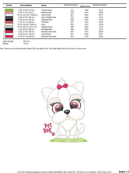 Dog embroidery designs - Lhasa embroidery design machine embroidery pattern - Maltese embroidery file - Shih tzu embroidery download pes jef Marcia Embroidery