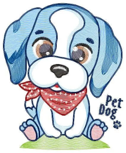Dogs embroidery designs - Dog with bandana machine embroidery pattern - Pet Puppy Beagle file - Instant digital download pes jef hus vp3 xxx Marcia Embroidery