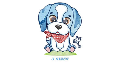 Dogs embroidery designs - Dog with bandana machine embroidery pattern - Pet Puppy Beagle file - Instant digital download pes jef hus vp3 xxx Marcia Embroidery