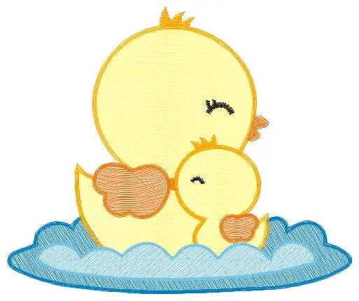 Duck embroidery design - Baby boy duck with mama machine embroidery pattern - Swimming duck file - Instant digital download pes jef dst hus Marcia Embroidery