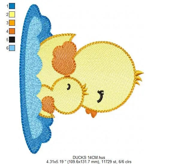 Duck embroidery design - Baby boy duck with mama machine embroidery pattern - Swimming duck file - Instant digital download pes jef dst hus Marcia Embroidery
