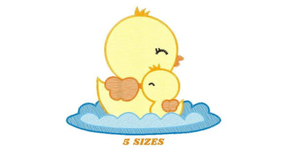 Duck embroidery design - Baby boy duck with mama machine embroidery pattern - Swimming duck file - Instant digital download pes jef dst hus Marcia Embroidery