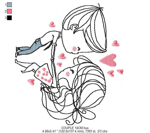 Love embroidery designs - Valentines embroidery design machine embroidery pattern - Couple embroidery - romantic design girlfriend boyfriend