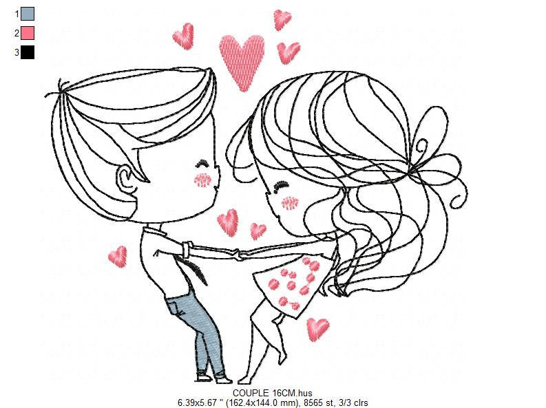 Love embroidery designs - Valentines embroidery design machine embroidery pattern - Couple embroidery - romantic design girlfriend boyfriend