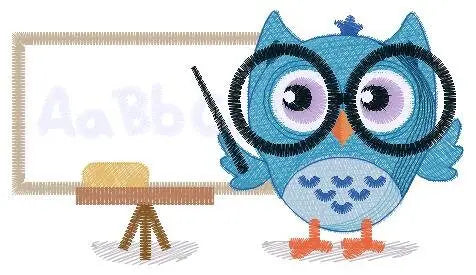 Teacher embroidery design - Owl with glasses embroidery design machine embroidery pattern - School embroidery file school teacher download Marcia Embroidery
