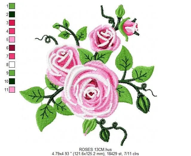 Roses embroidery designs - Flower embroidery design machine embroidery pattern - Rose embroidery file - Flowers for towels embroidery pes Marcia Embroidery